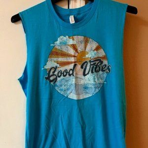 Good Vibes Muscle Tank Belle Canvas Blue Beach Theme